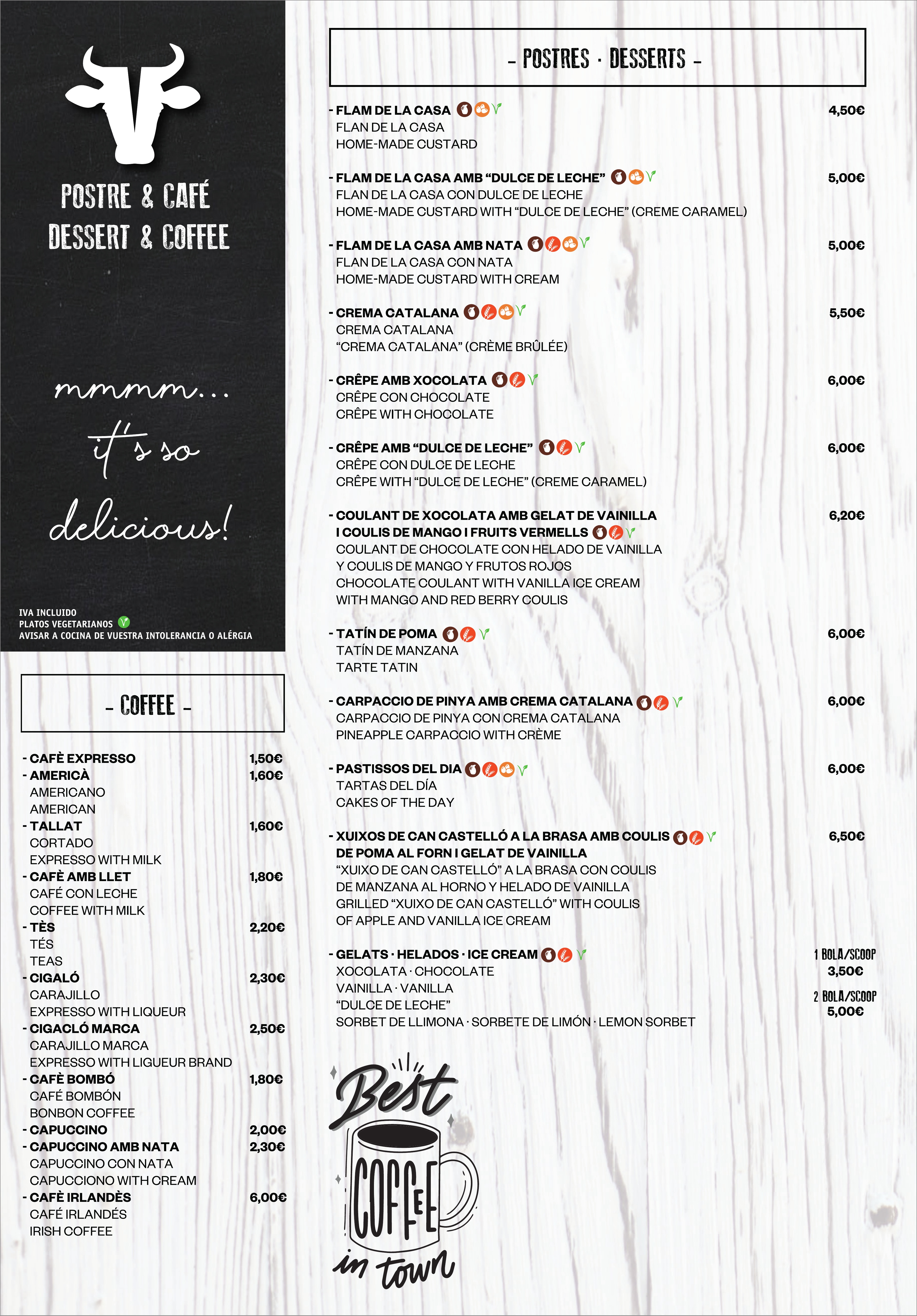 Desserts Menu